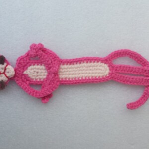 Crochet Bookmark, Pink Panther, Bookmark Pink Panther, Teacher Gift ...