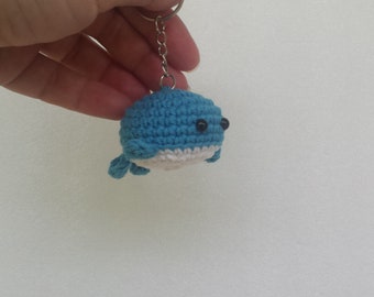 Mini crochet whale, Mini crochet animal, crochet whale, whale keychain, whale keyrings, stuffed while toy, Purse Accessory, whale doll