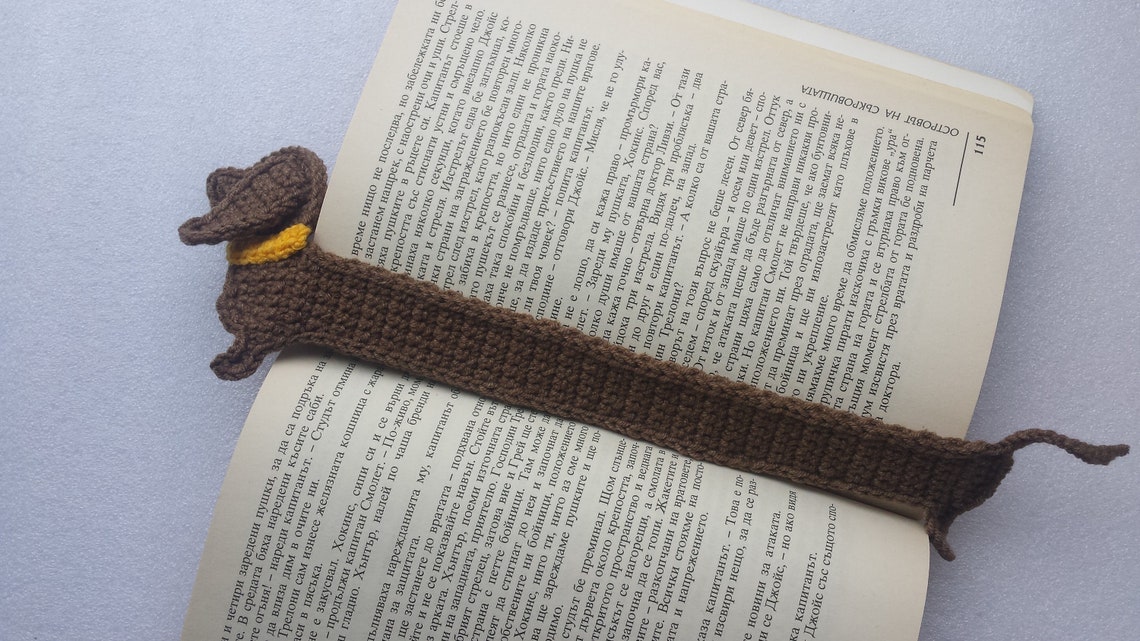 Crochet Dachshund Bookmark Funny Dog bookmark Teacher Gift Etsy