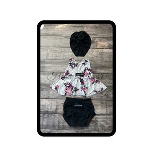 Newborn - 18/24 Months Peplum with Sleeve Options, Set Options or Individual Peplum Shirt Diaper Cover