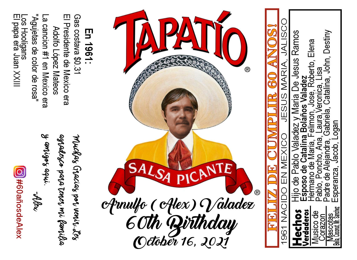 Custom Tapatio Labels digital File Only UP to 2 People - Etsy
