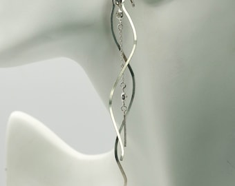 Shoulder Length Argentium Silver Earrings, Dangle Earrings, Special Occasion, Extravagant Jewelry, Wire Jewelry