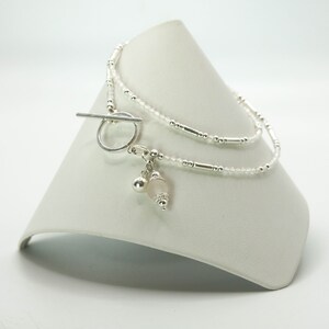 Silver Bracelet, Rose Quartz Wrap Bracelet, 925 Sterling Silver, Gemstone Jewelry, January Birthstone, Trendy Jewelry