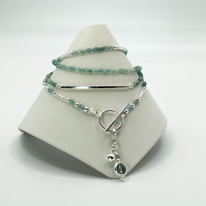 Blue Tourmaline Bracelet, Wrap Bracelet, Convertible Jewelry, 925 Sterling Silver Jewelry, October Birthstone