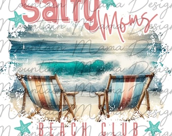 Salty Moms Beach Club PNG - Retro Sommer Design (Digitaler Download)