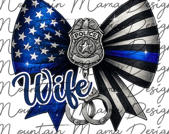 Police Wife Bow PNG: Coquette Back the Blue (Digital Download)