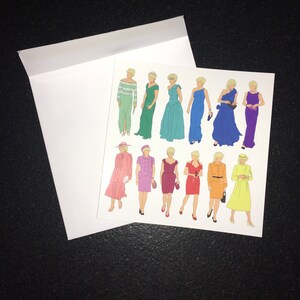 Diana Princess of Wales rainbow outfit card