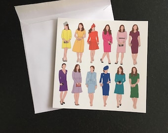 Kate Middleton rainbow outfit blank card