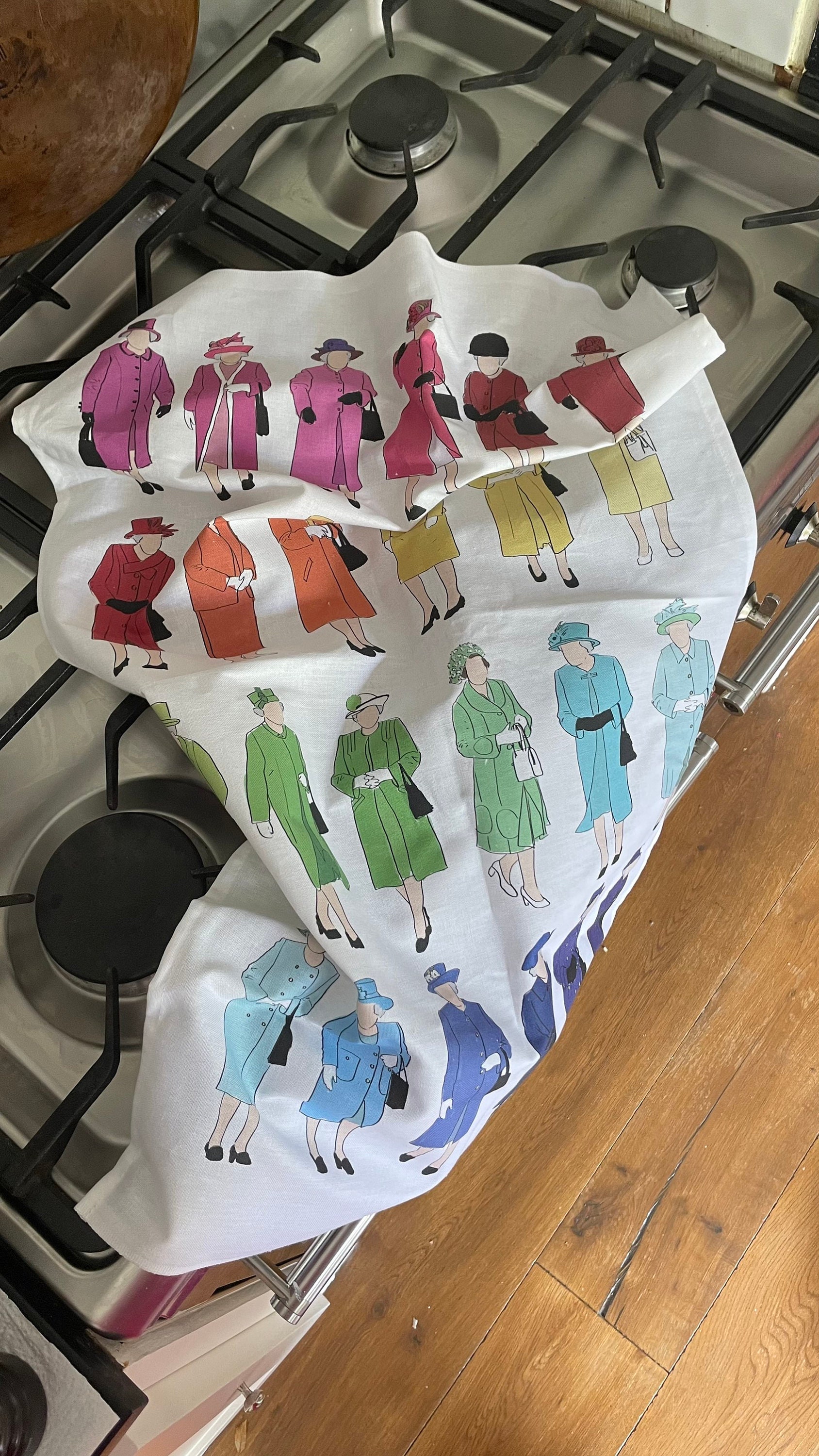 Queen Elizabeth Rainbow Outfit Tea Towel Etsy
