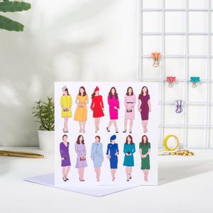 Carte vierge avec tenue arc-en-ciel de Kate Middleton
