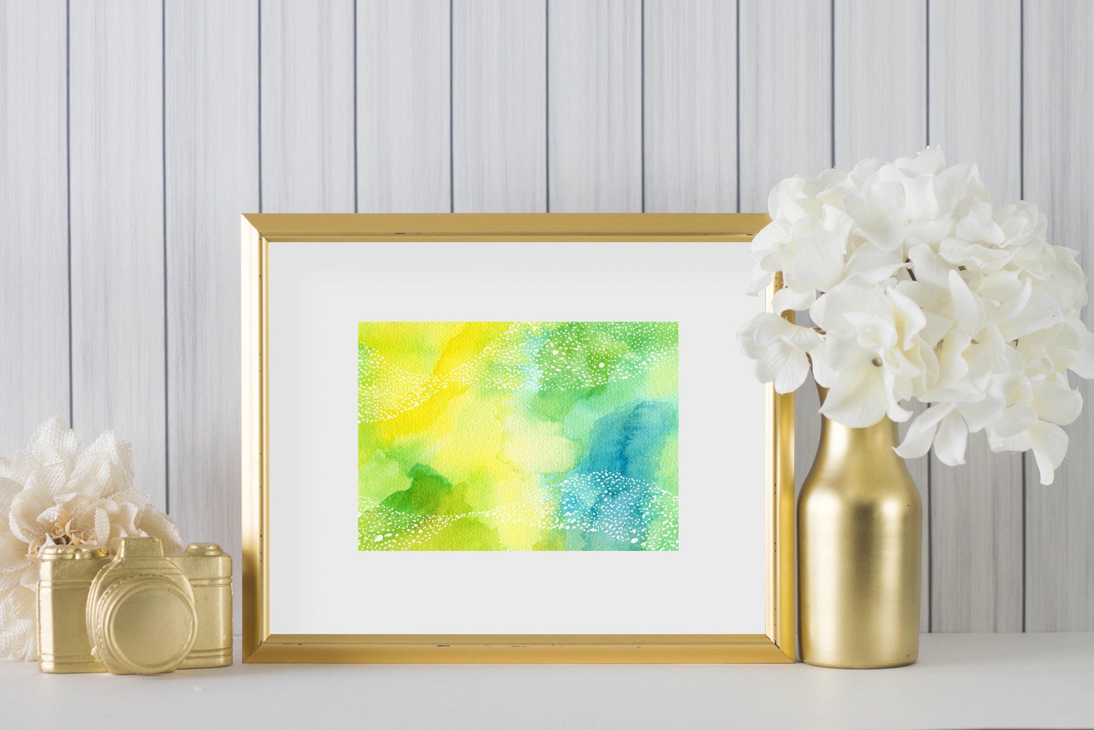 Green and Yellow Art Work Watercolour Artwork Abstract Art Etsy