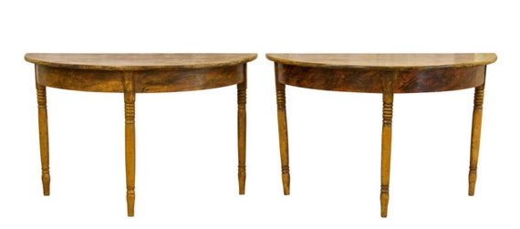 Early 1800 Pair Of Antique Swedish Gustavian Demi Lune Tables Swedish Gustavian Demi Lune Tables