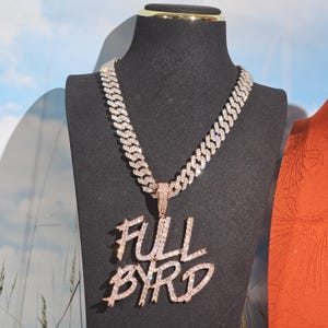 Iced Out Brush Letter Custom Stacked Words Pendants,Cuban Link Nameplate Necklace,Custom Necklace,Wedding Jewelry,Photo Shoot Gifts for Her