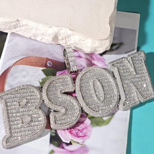 Customised Big Baguette Letter Pendant Cuban Chain,Personalized Name Necklace,Iced Out Custom Necklace for Men,Hip Hop Street Wear Jewelry