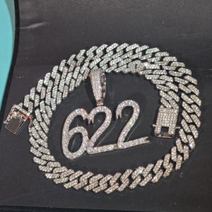 Iced Out 12mm Cuban Link Custom Brush Font Name Necklace,Customized Numbers 0-9 Necklace,Personalized Letters Pendants,Her Birthday Gifts