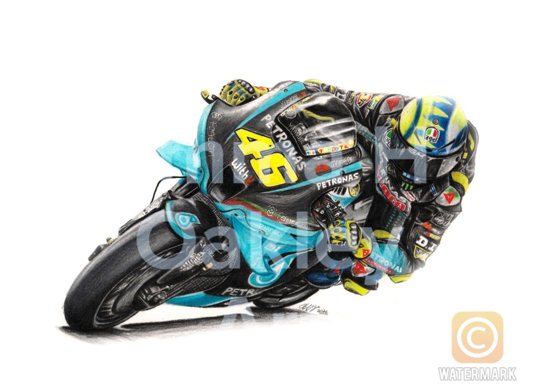 Valentino Rossi Unframed Print Coloured Pencil Drawing Petronas valentino-rossi-unframed-print-coloured-pencil-drawing-petronas
