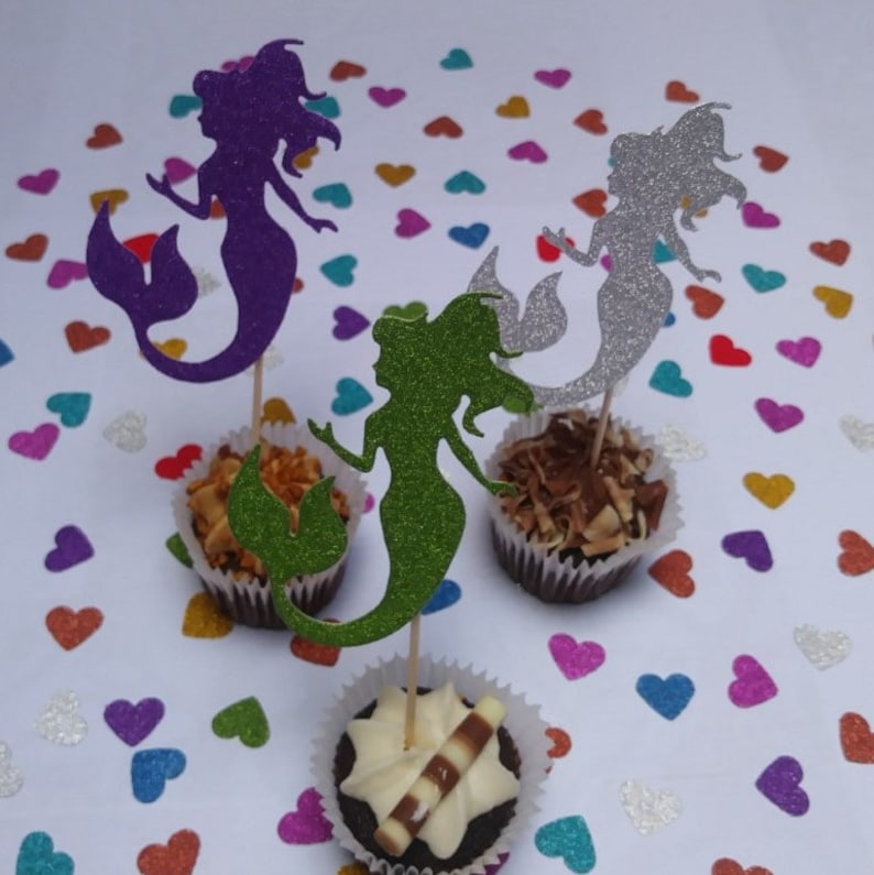 Cake topper Die cut Ariel Mermaid cupcake topper Birthday Disney theme party Party decoration Princess party Mermaid