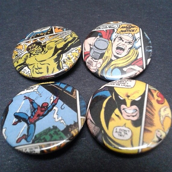 marvel superhero badges 25mm comic hero thor etsy
