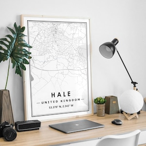 HALE UK Karte minimale skandinavische nordische Dekoration, Wohnzimmer, Schlafzimmer, Küche Kunstwerk Druck Karte Drucke