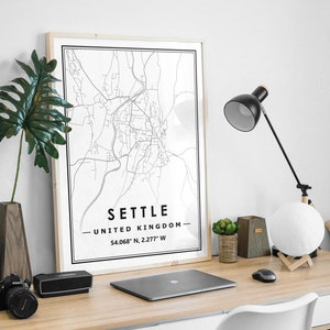 SETTLE UK Karte minimale skandinavische nordische Dekoration, Wohnzimmer, Schlafzimmer, Küche Kunstwerk Druck