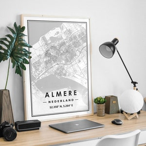 ALMERE NETHERLANDS Karte druckt minimale skandinavische nordische Heimdekoration, Wohnzimmer, Schlafzimmer, Küchenkunstdruck