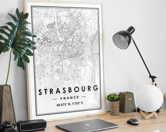 STRASBOURG FRANCE  map prints minimal Scandinavian Nordic home decoration, Living room, bedroom, kitchen artwork print