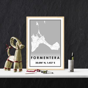 FORMENTERA carte minimaliste scandinave décoration de la maison nordique, salon, chambre à coucher, cuisine impression d'art carte impressions