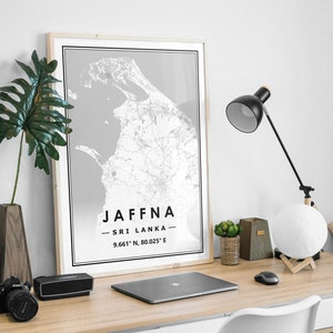 JAFFNA SRI LANKA carte minimaliste scandinave nordique décoration de la maison, salon, chambre à coucher, impression d'oeuvres d'art de cuisine