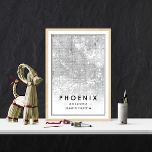 PHOENIX USA mapa Imprimir decoración minimalista del hogar nórdico escandinavo, Sala de estar, dormitorio, impresión de obras de arte de cocina