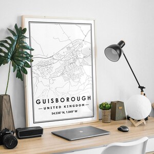 GUISBOROUGH UK  map Print minimal Scandinavian Nordic home decoration, Living room, bedroom, kitchen artwork print
