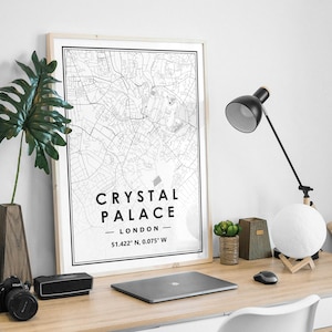 CRYSTAL PALACE LONDON Landkarte minimalistische skandinavische Wanddekoration für Wohnzimmer, Schlafzimmer, Küche
