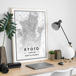 KYOTO JAPAN Karte Drucken minimale skandinavische nordische Dekoration, Wohnzimmer, Schlafzimmer, Küche Kunstwerk Karte Drucke