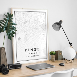 PENGE LONDON UK carte minimaliste scandinave décoration de la maison nordique, salon, chambre à coucher, impression d'œuvres d'art de cuisine