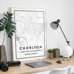 CHORLTON UK carte minimaliste scandinave décoration de la maison nordique, salon, chambre à coucher, impression d’œuvres d’art de cuisine