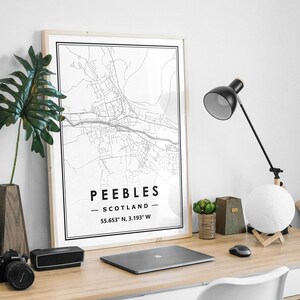 PEEBLES UK carte minimaliste scandinave décoration de la maison nordique, salon, chambre à coucher, impression d'œuvres d'art de cuisine
