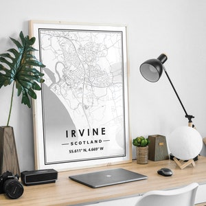 IRVINE SCOTLAND Karte als Wandbild für Wohnzimmer, Schlafzimmer, Küche im skandinavischen Stil