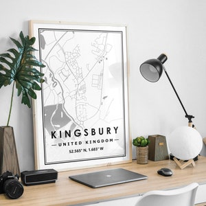 KINGSBURY UK Karte Druck minimalistische skandinavische Dekoration für Wohnzimmer, Schlafzimmer, Küche und Wohnzimmer