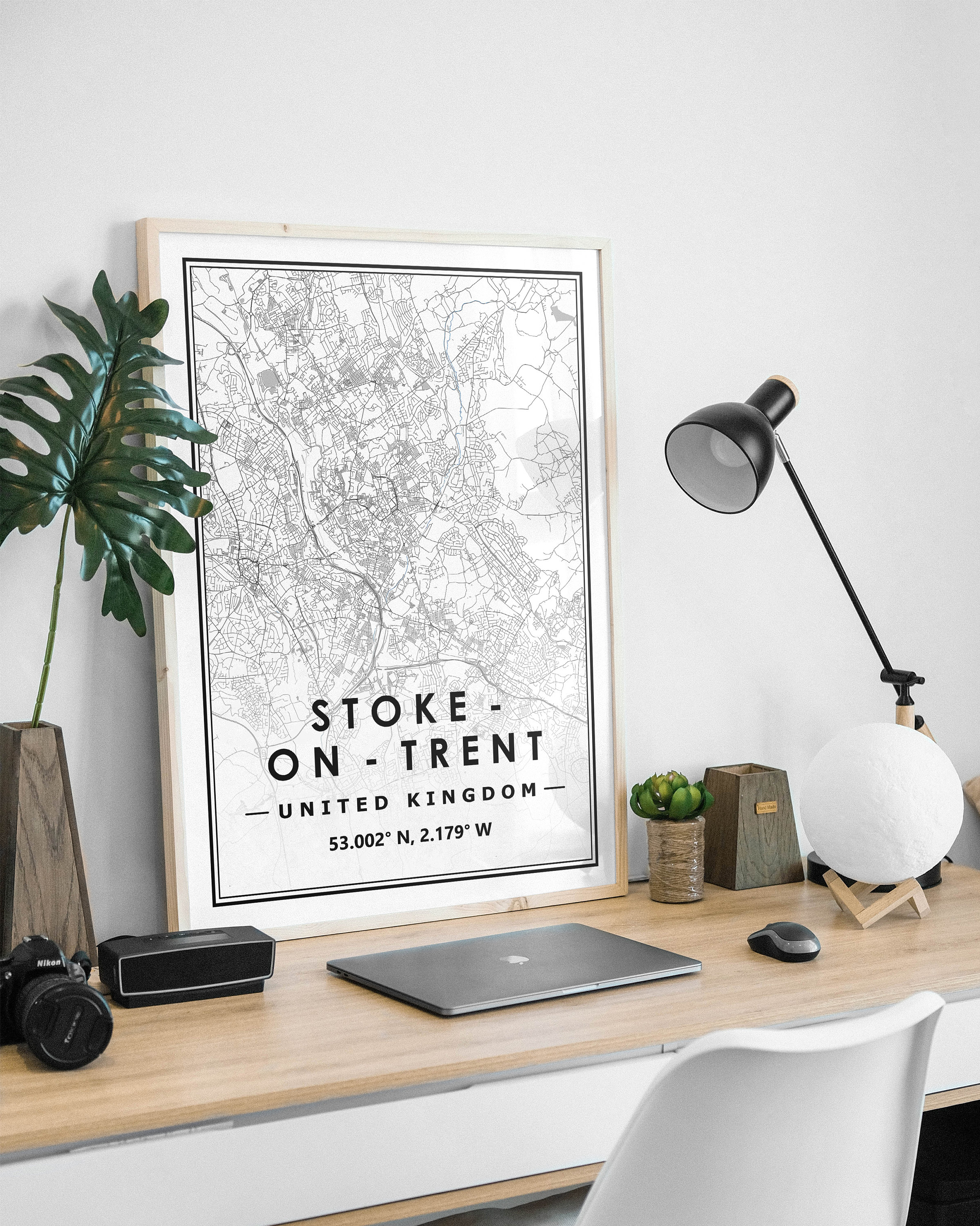 Stoke-on-Trent UK  map minimal Scandinavian Nordic home decoration, Living room, bedroom, kitchen artwork print