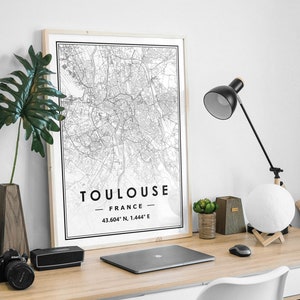TOULOUSE FRANCE Karte für Wohnzimmer, Schlafzimmer, Küche im skandinavischen Stil