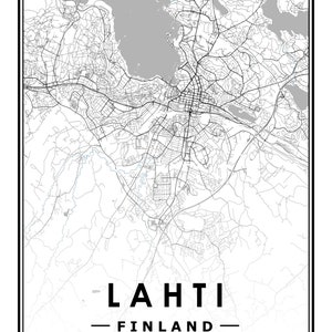 LAHTI FINLAND map minimal Scandinavian Nordic home decoration, Living room, bedroom, kitchen artwork print Map Prints image 2