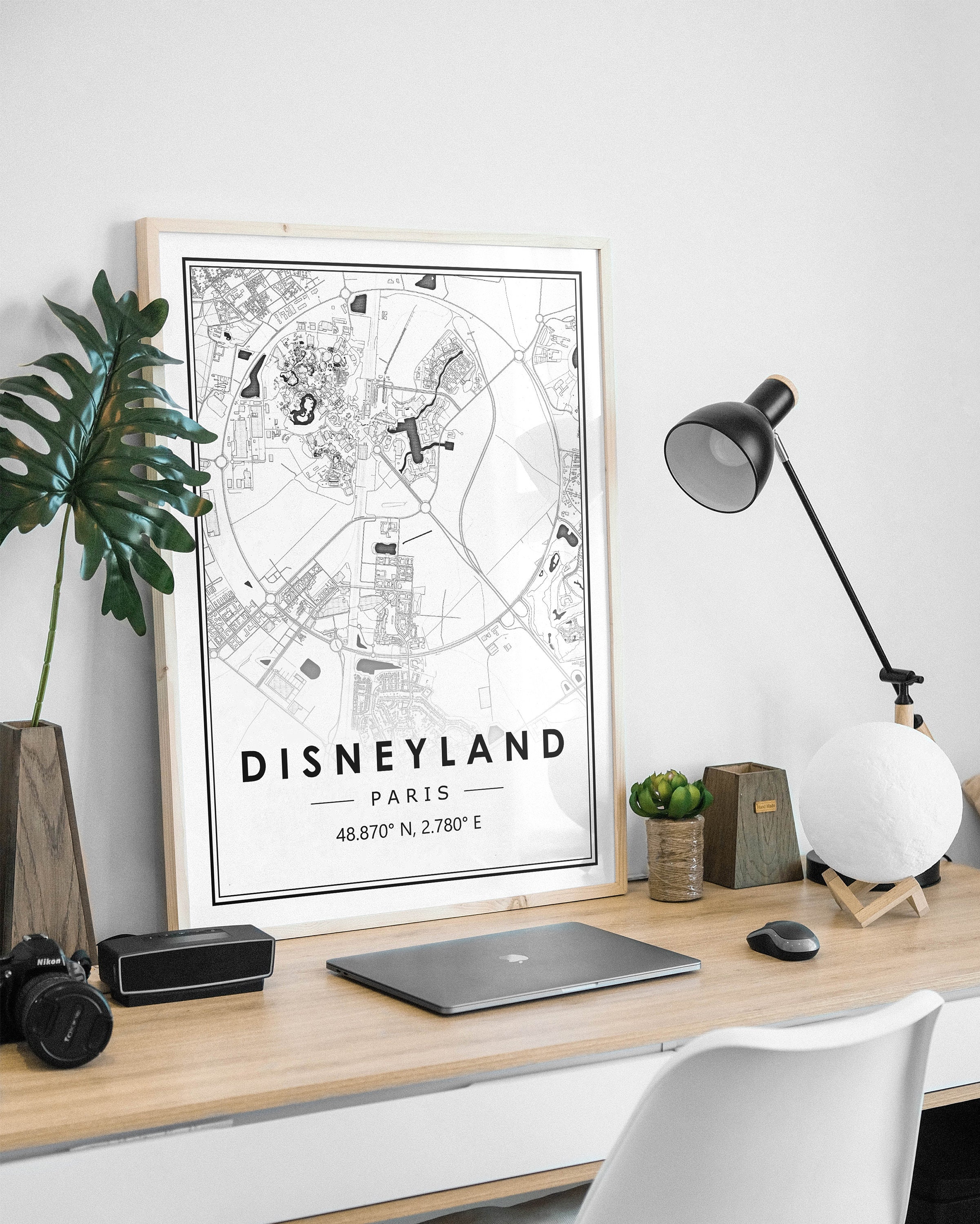 DISNEYLAND PARIS  map minimal Scandinavian Nordic home decoration, Living room, bedroom, kitchen artwork print