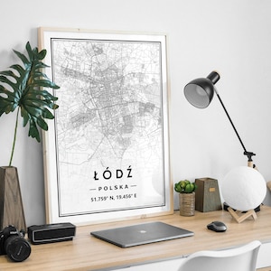 ŁÓDŹ POLSKA POLEN Karte minimalistische skandinavische Wohndekoration, Wohnzimmer, Schlafzimmer, Küche, Kunstdruck