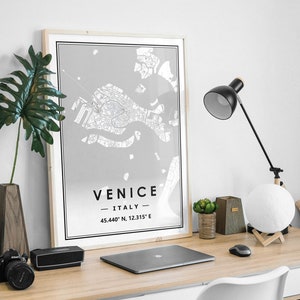 VENEDIG ITALIEN Karte minimalistische skandinavische Dekoration für Wohnzimmer, Schlafzimmer, Küche