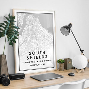 SOUTH SHIELDS UK carte minimaliste scandinave décoration de la maison nordique, salon, chambre à coucher, impression d’œuvres d’art de cuisine
