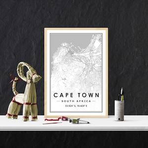 CAPE TOWN SOUTH_AFRICA carte minimaliste scandinave décoration de la maison nordique, salon, chambre à coucher, impression d’œuvres d’art de cuisine