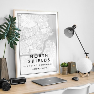 NORTH SHIELDS UK carte minimaliste scandinave décoration de la maison nordique, salon, chambre à coucher, impression d’œuvres d’art de cuisine