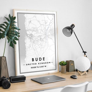 BUDE UK mapa minimalista decoración nórdica escandinava del hogar, sala de estar, dormitorio, impresión de obras de arte de cocina