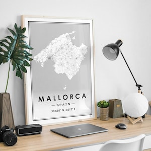 Mallorca Karte minimalistisch skandinavisch schön für Wohnzimmer, Schlafzimmer, Küche oder Wohnzimmer