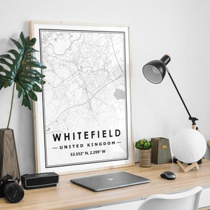 WHITEFIELD UK Landkarte minimalistische skandinavische Dekoration für Wohnzimmer, Schlafzimmer, Küche und Wohnzimmer