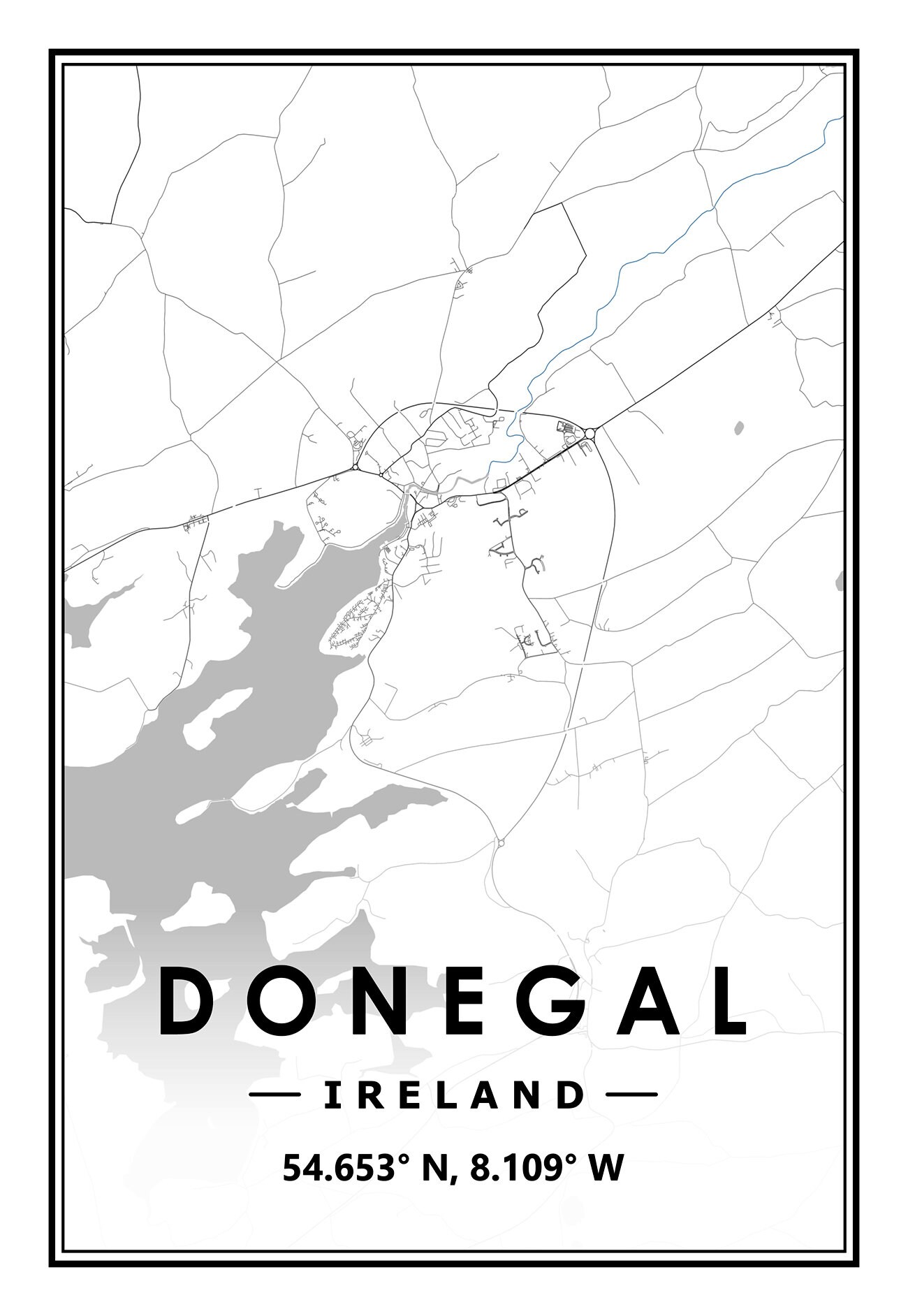 DONEGAL Ireland Map Minimal Scandinavian Nordic Home Decoration, Living ...